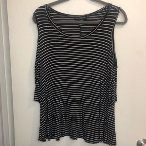 SHOULDER CUT-OUT STRIPED SHIRT!!